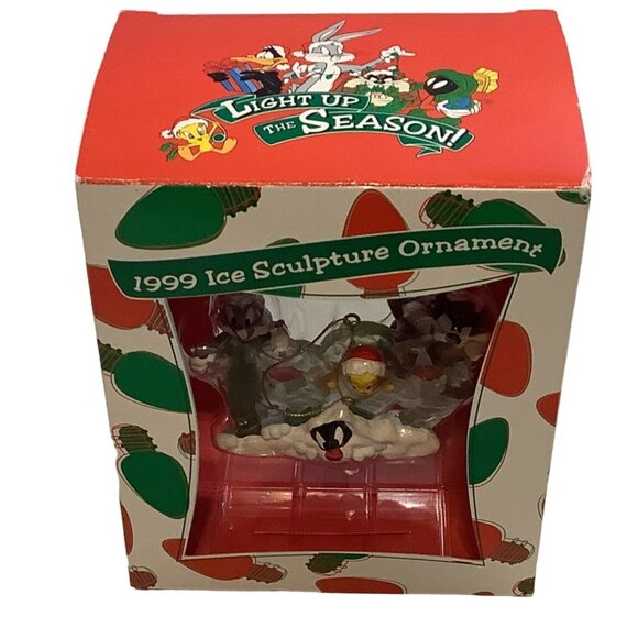 Warner Bros Studio Ornament 1999 Ice Sculpture Bugs Tweety Taz Sylvester - Picture 3 of 7